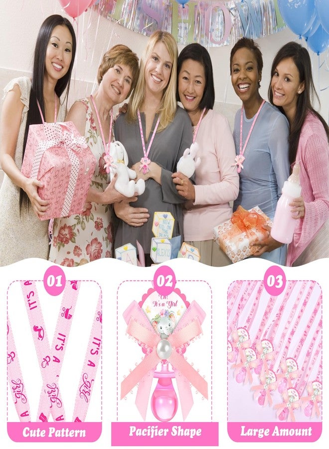 Remuuly 36 Pcs Baby Shower Pacifiers Necklace Bulk Acrylic Pacifiers Charm for Gender Reveal Party Favors Table Scatter Decorations(Girl,Pink) - Image 3